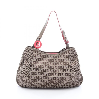 フェンディ FENDI ズッキーノ ショルダーバッグ バッグ キャンバス レザー レディース ベージュ系 / ブラウン系 【中古】