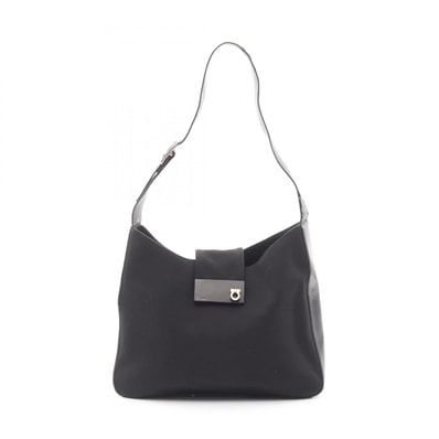 サルヴァトーレフェラガモ Salvatore Ferragamo ガンチーニ ショルダーバッグ バッグ キャンバス レザー レディース ブラック系 AQ-210195 【中古】