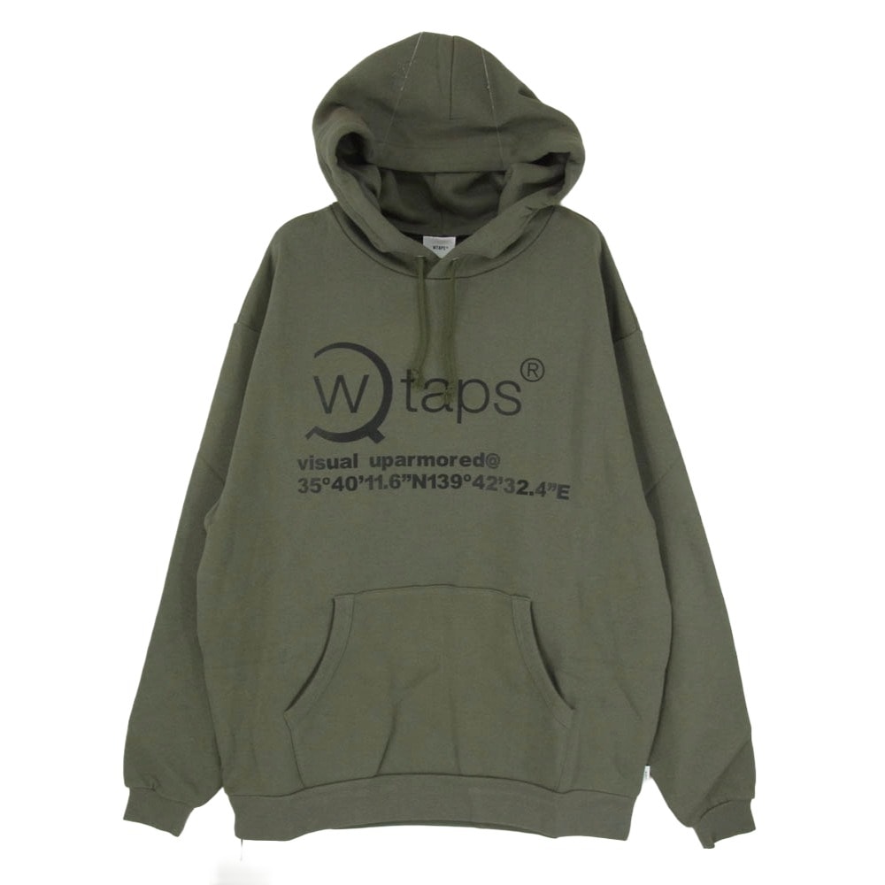 WTAPS ダブルタップス パーカー 20AW 202ATDT-HP03S OG HOODED フーディ プルオーバー ロゴ プリント スウェット パーカー オリーブドラブ XL【極上美品】【中古】