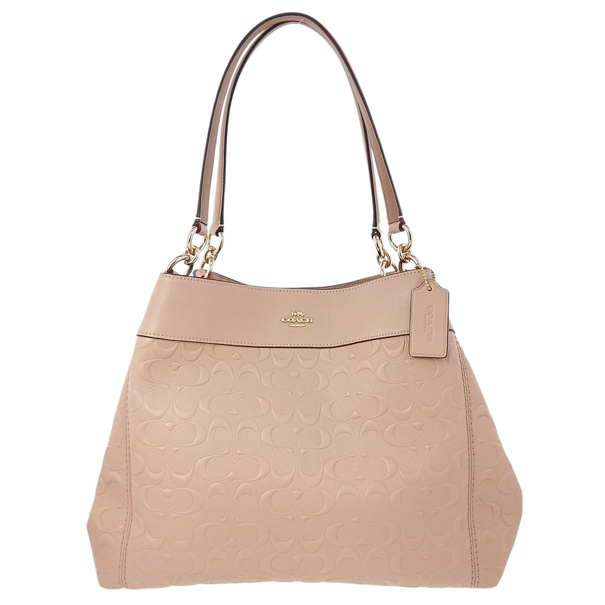 COACH コーチ デボスド シグネチャー レザー レクシー ショルダーバッグ F25954 レザー ピンクベージュ  レディース【中古】