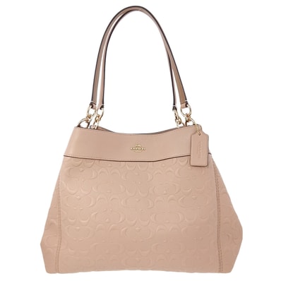COACH コーチ デボスド シグネチャー レザー レクシー ショルダーバッグ F25954 レザー ピンクベージュ レディース【中古】