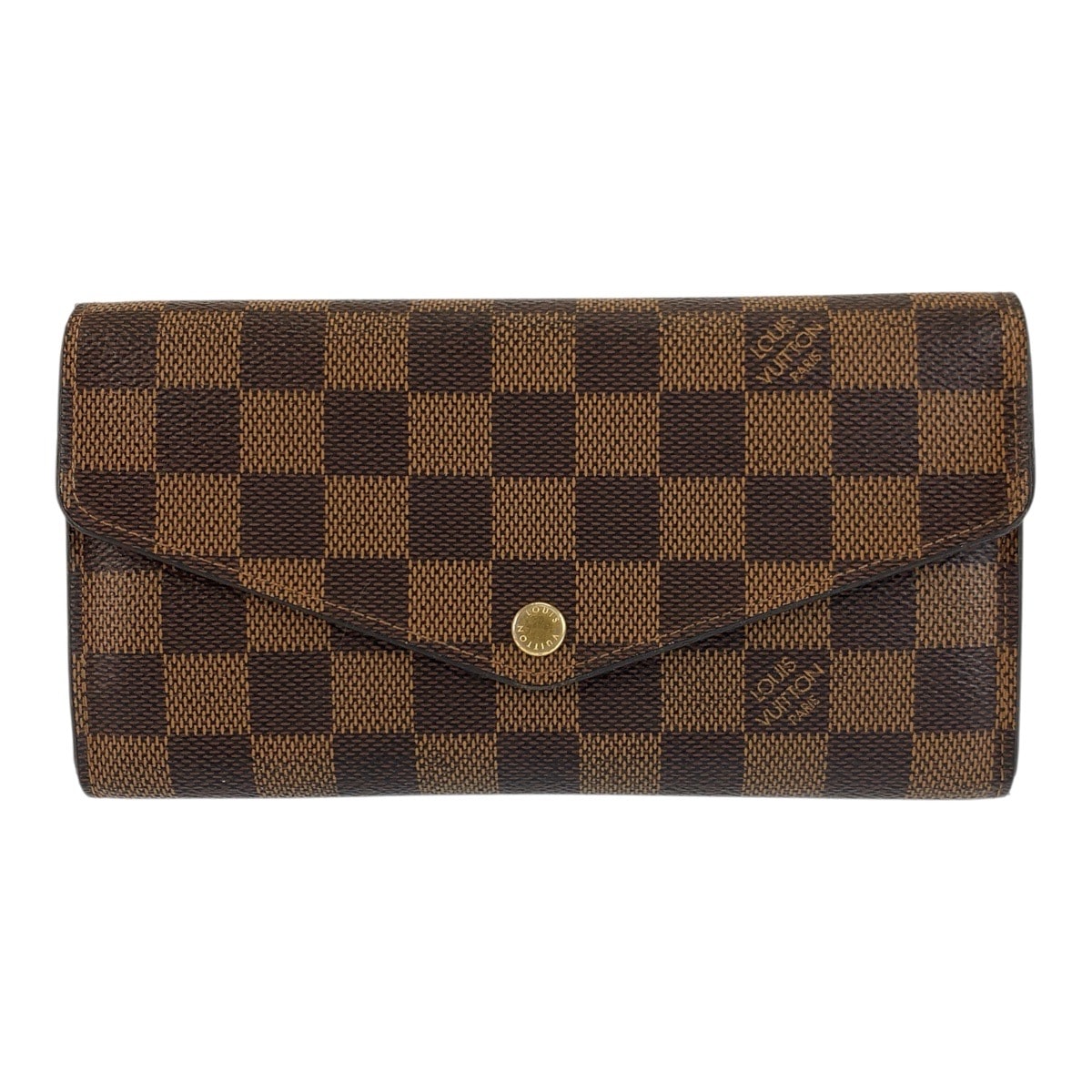 美品 LOUIS VUITTON ルイヴィトン ダミエ ポルトフォイユ サラ ブラウン ゴールド金具 PVC 長財布 ロングウォレット 601876 【中古】