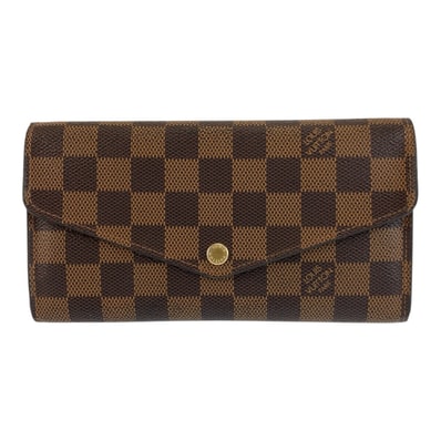 美品 LOUIS VUITTON ルイヴィトン ダミエ ポルトフォイユ サラ ブラウン ゴールド金具 PVC 長財布 ロングウォレット 601876 【中古】