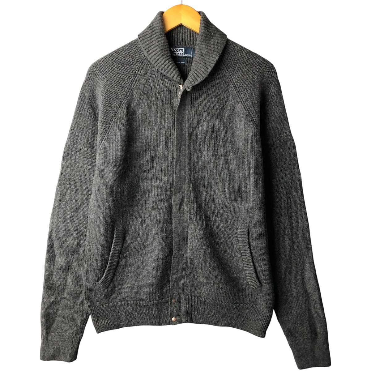 古着 ラルフローレン Ralph Lauren POLO by Ralph Lauren ショールカラー ウールニットフルジップセーター メンズM相当/eaa603892