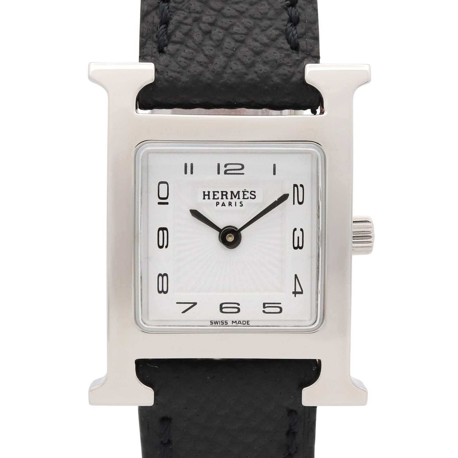 エルメス HERMES Hウォッチ 腕時計 時計 ステンレススチール レザーベルト レディース ホワイト系 HH1.201 【中古】