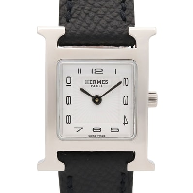 エルメス HERMES Hウォッチ 腕時計 時計 ステンレススチール レザーベルト レディース ホワイト系 HH1.201 【中古】