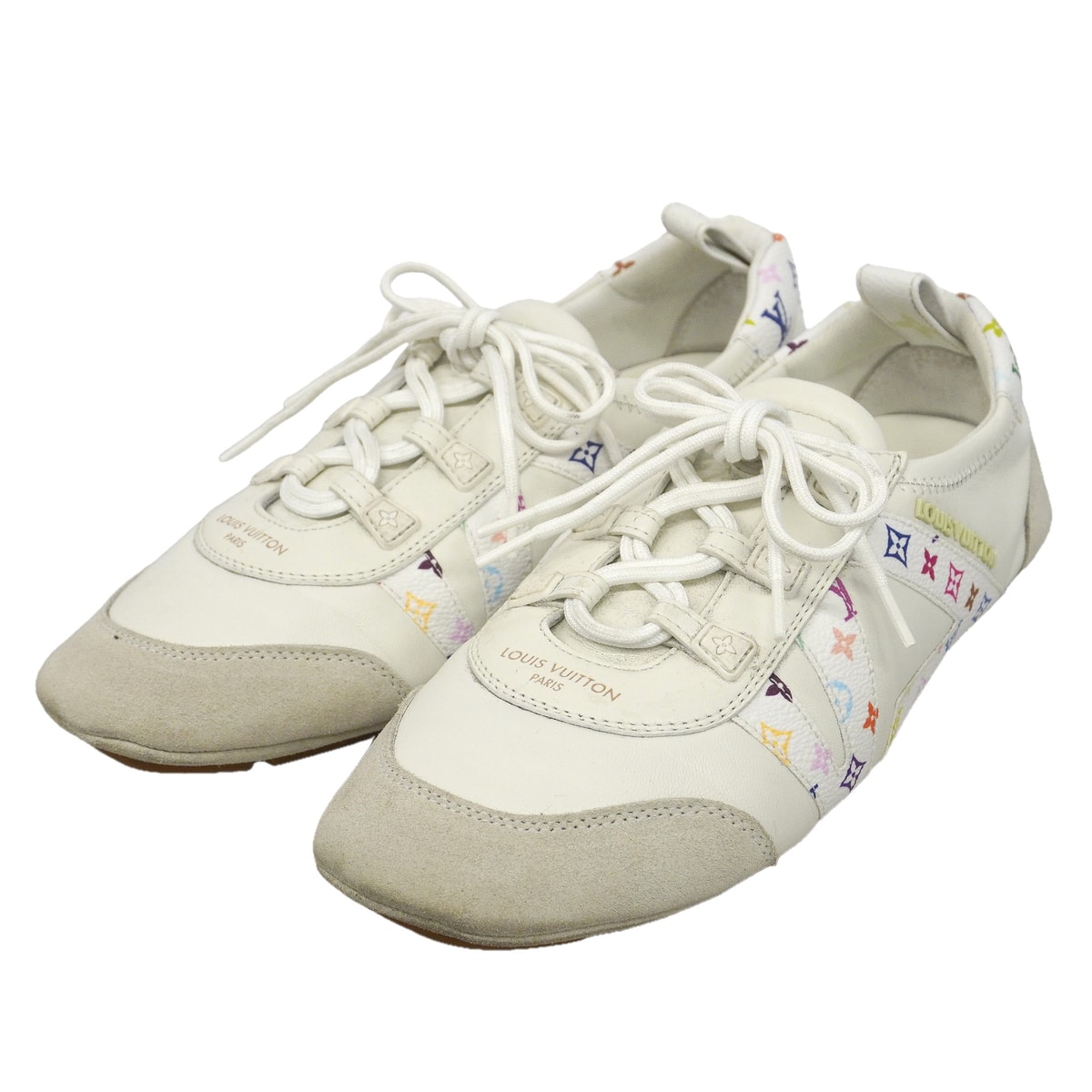 ★SALE【6aph052】ルイヴィトン スニーカー 38 LV×TM LVカリーナ レザー マルチカラー ホワイト ローカット【中古】レディース