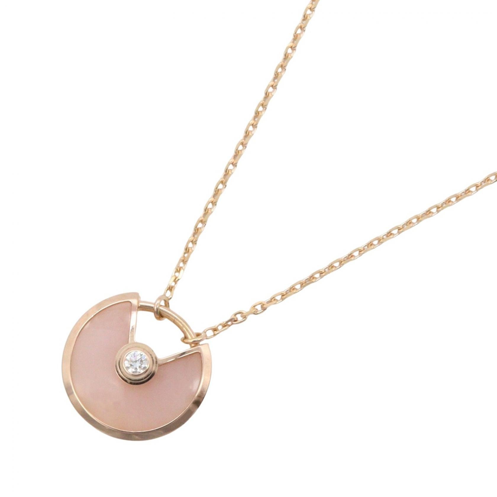 カルティエ CARTIER アミュレット ネックレス ピンクオパール1PD ネックレス ジュエリー K18PG(ピンクゴールド) ダイヤモンド ピンクオパール レディース ゴールド系 / ピンク系 / クリア系 【中古】
