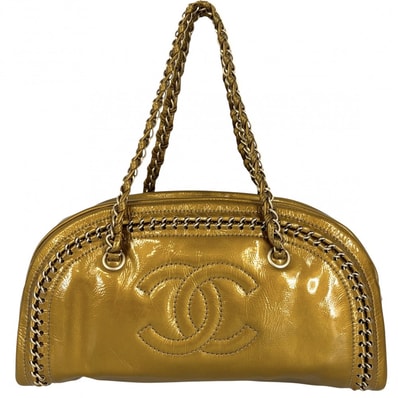 CHANEL シャネル ハンドバッグ ラグジュアリーライン ボストンバッグ ココマーク チェーンショルダー 肩掛け 鞄 かばん A31405 エナメル ゴールド ゴールド金具 レディース【中古品】