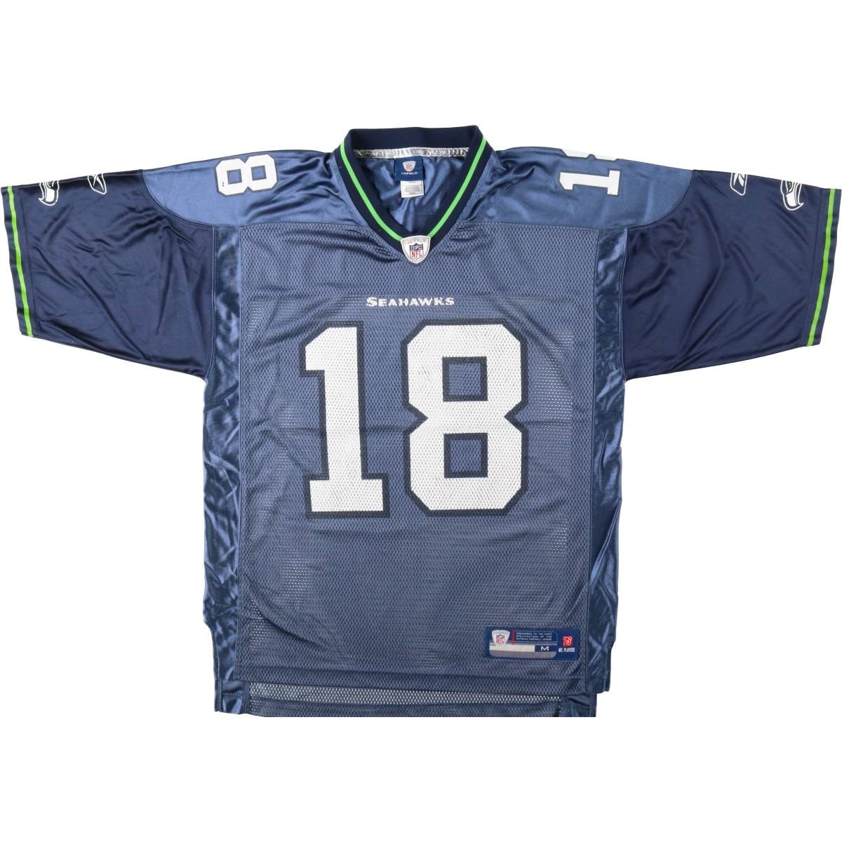 古着 リーボック Reebok NFL SEATTLE SEAHAWKS シアトルシーホークス メッシュ Vネック フットボール七分袖Tシャツ メンズM相当/eaa662640