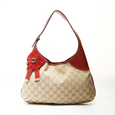 グッチ GUCCI GGキャンバス パイソン トロフィー ショルダーバッグ【中古】