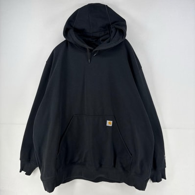古着 カーハート Carhartt パーカー ワンポイント ロゴ 大きいサイズ スウェット 厚手 肉厚 4XL ブラック メンズ