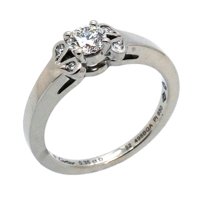 【6jib0335】カルティエ リング バレリーナ Pt950 プラチナ ダイヤモンド 0.35ct #52【中古】レディース