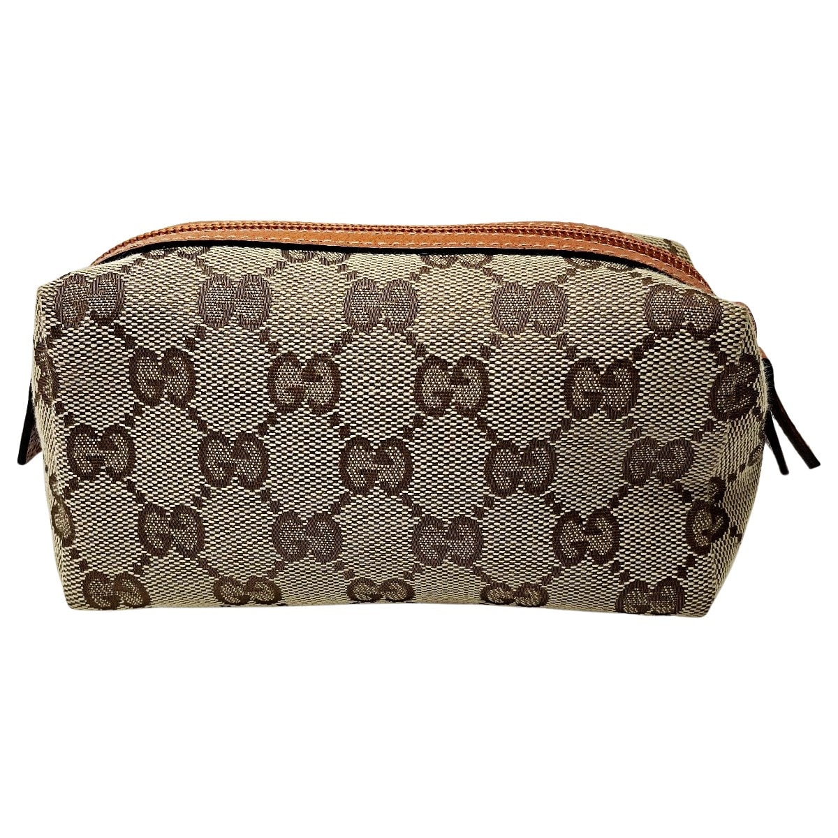 GUCCI グッチ GG 29596 ベージュ×ブラウン ポーチ レディース レザー キャンバス ゴールド金具