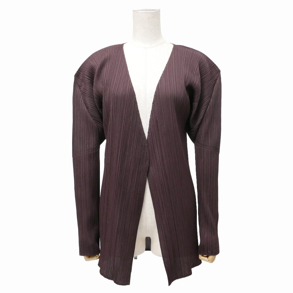 ■美品■PLEATS PLEASE ISSEY MIYAKE プリーツプリーズ イッセイミヤケ カーディガン サイズ4 プリーツ ボタンレス 長袖 ブランド古着【中古】20260202/RA7585