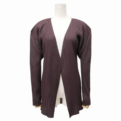 ■美品■PLEATS PLEASE ISSEY MIYAKE プリーツプリーズ イッセイミヤケ カーディガン サイズ4 プリーツ ボタンレス 長袖 ブランド古着【中古】20260202/RA7585