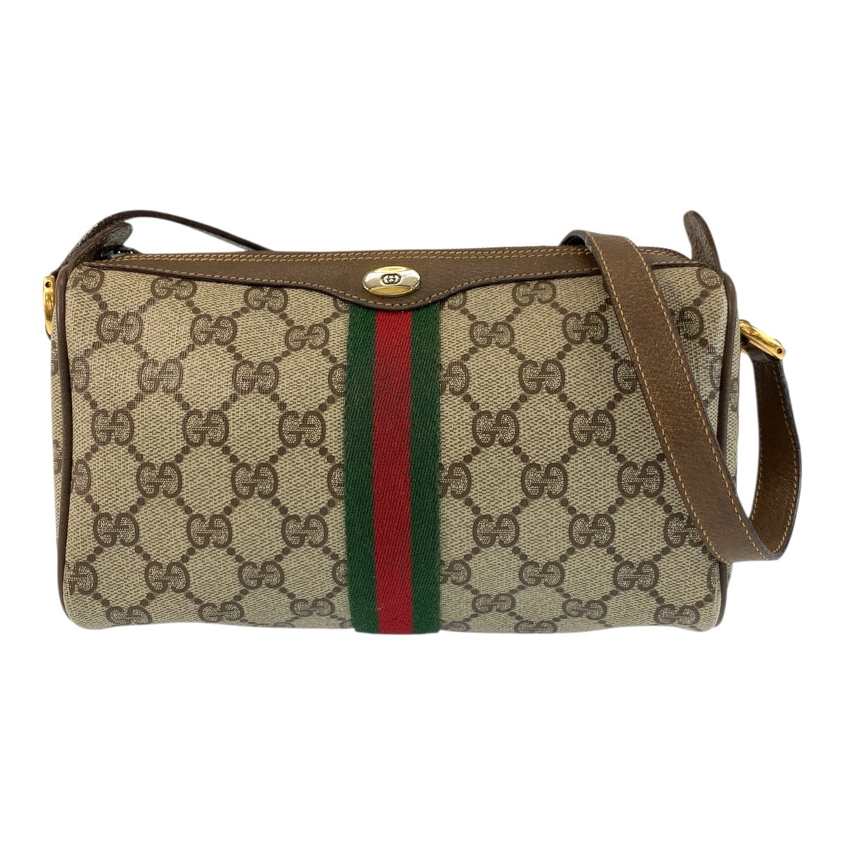 GUCCI グッチ ヴィンテージ シェリーライン ベージュ ゴールド金具 GGスプリームキャンバス レザー/ ショルダーバッグ ポシェット 505771 【中古】
