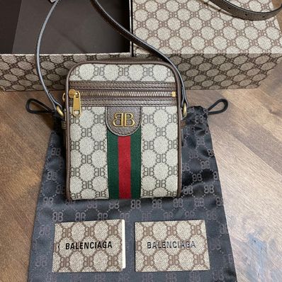 GUCCI x BALENCIAGA The Hacker Shoulder Bag Coating Canvas "Beige"