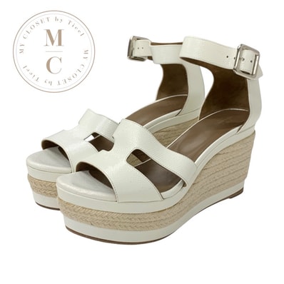 エルメス HERMES イラナ サンダル 靴 シューズ パテント ホワイト 白 ウェッジソール