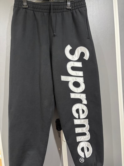 Supreme Satin Applique Sweatpant (25FW) "Black"