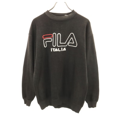 FILA フィラ 90s オールド 長袖 スウェット トレーナー L ブラック