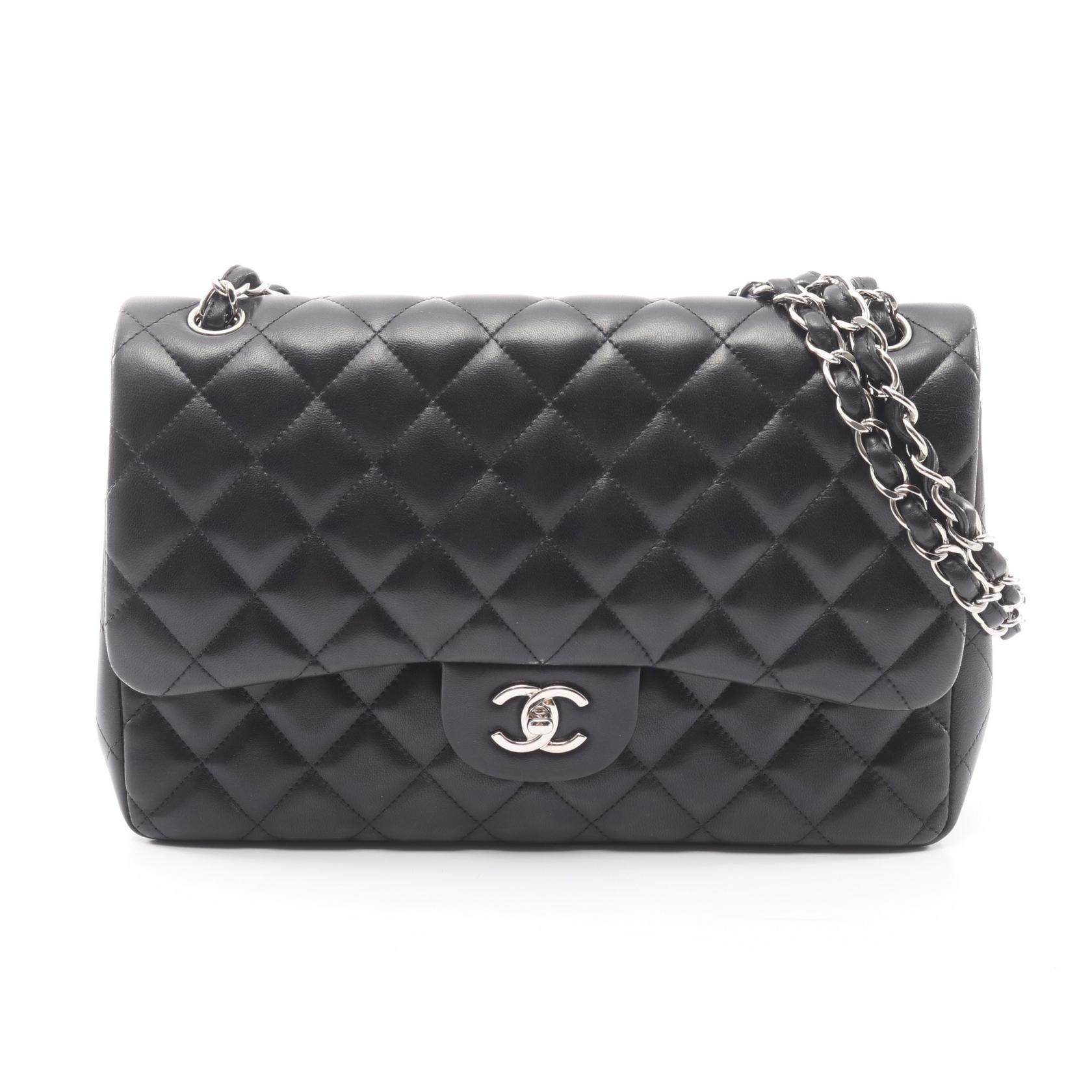 シャネル CHANEL デカマトラッセ30 クラシック ラージ Wフラップ ショルダーバッグ バッグ ラムスキン(羊革) レディース ブラック系 【中古】