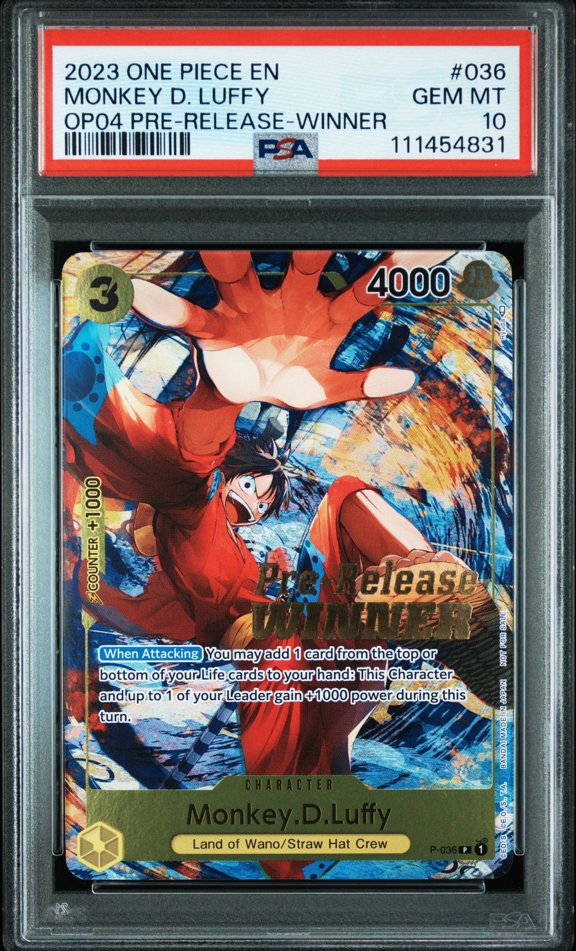 モンキー・D・ルフィ:Silver Foil + Gold Stamp P [P-036]【英語版】(プロモーションカード「OP‐04 プレリリース トーナメント」)