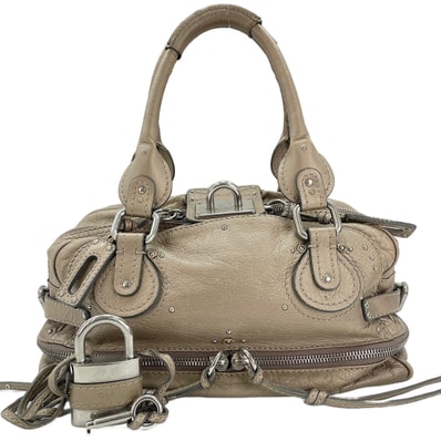 クロエ Chloe レザー パディントン ミディアム スタッズ ハンドバッグ【中古】