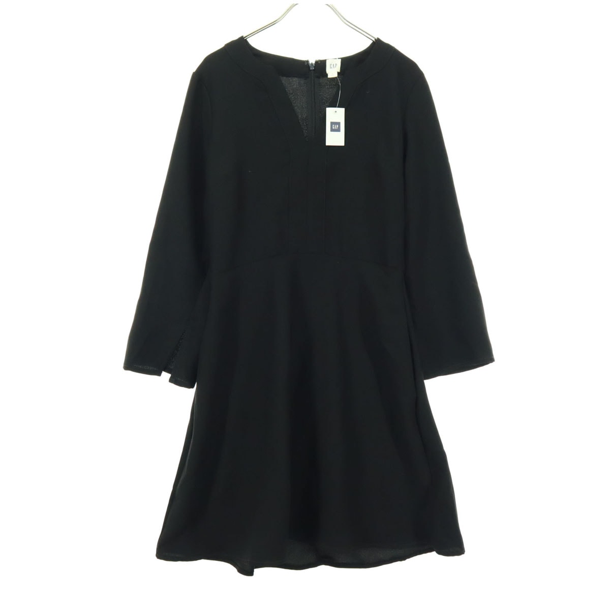 未使用 GAP ギャップ 長袖 Vネック 膝丈ワンピース ブラック
