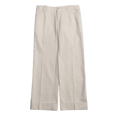 ■未使用品■DOLCE&GABBANA ドルチェアンドガッバーナ ワイドパンツ サイズ48 CIGARETTE ストライプ柄 ロゴプレート コットン×リネン イタリア製 20250623/RA5242