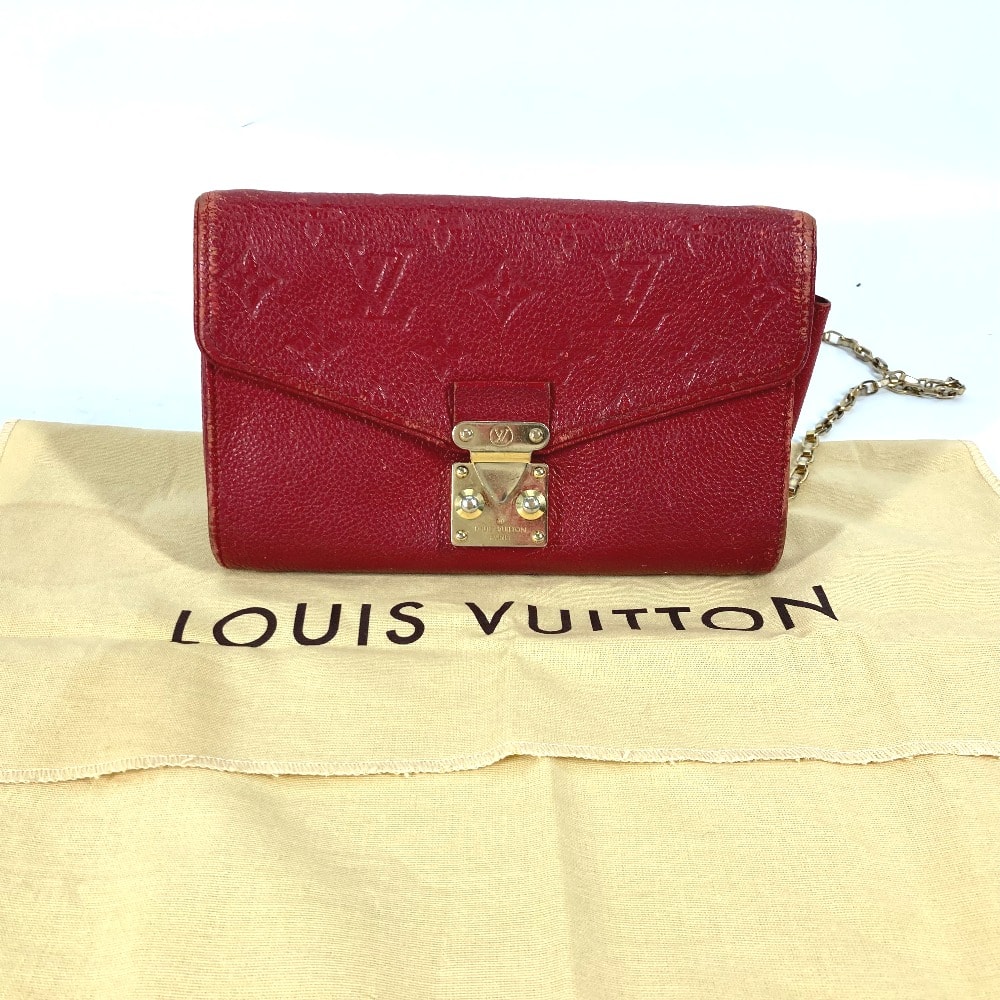 ルイヴィトン　アンプラント ポシェット サンジェルマン チェーンウォレット　赤 D (傷や汚れあり)】ルイヴィトン LOUIS VUITTON ポシェット