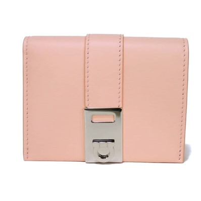 Salvatore Ferragamo サルヴァトーレフェラガモ ハグ コンパクト ウォレット 現行 パステル ミニウォレット 札入れ カードケース コインケース RFID ICチップ 未使用 ガンチーニ ニールンドピンク 二つ折り財布 220633