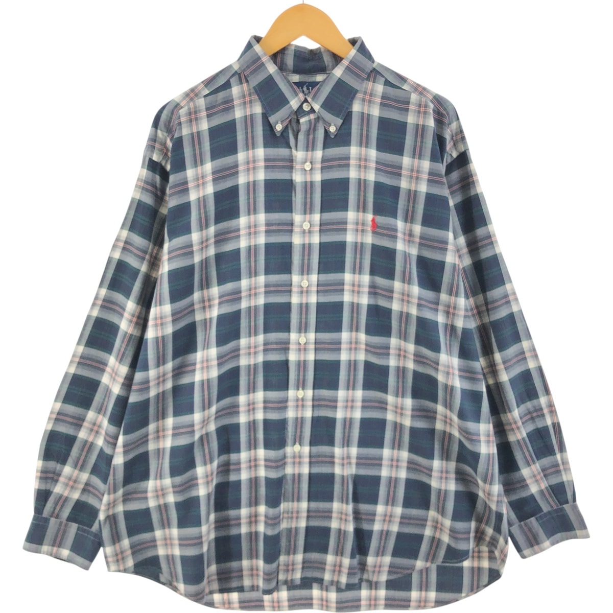 古着 ラルフローレン Ralph Lauren CLASSIC FIT 長袖 ボタンダウンチェックシャツ メンズXL相当/eaa515462
