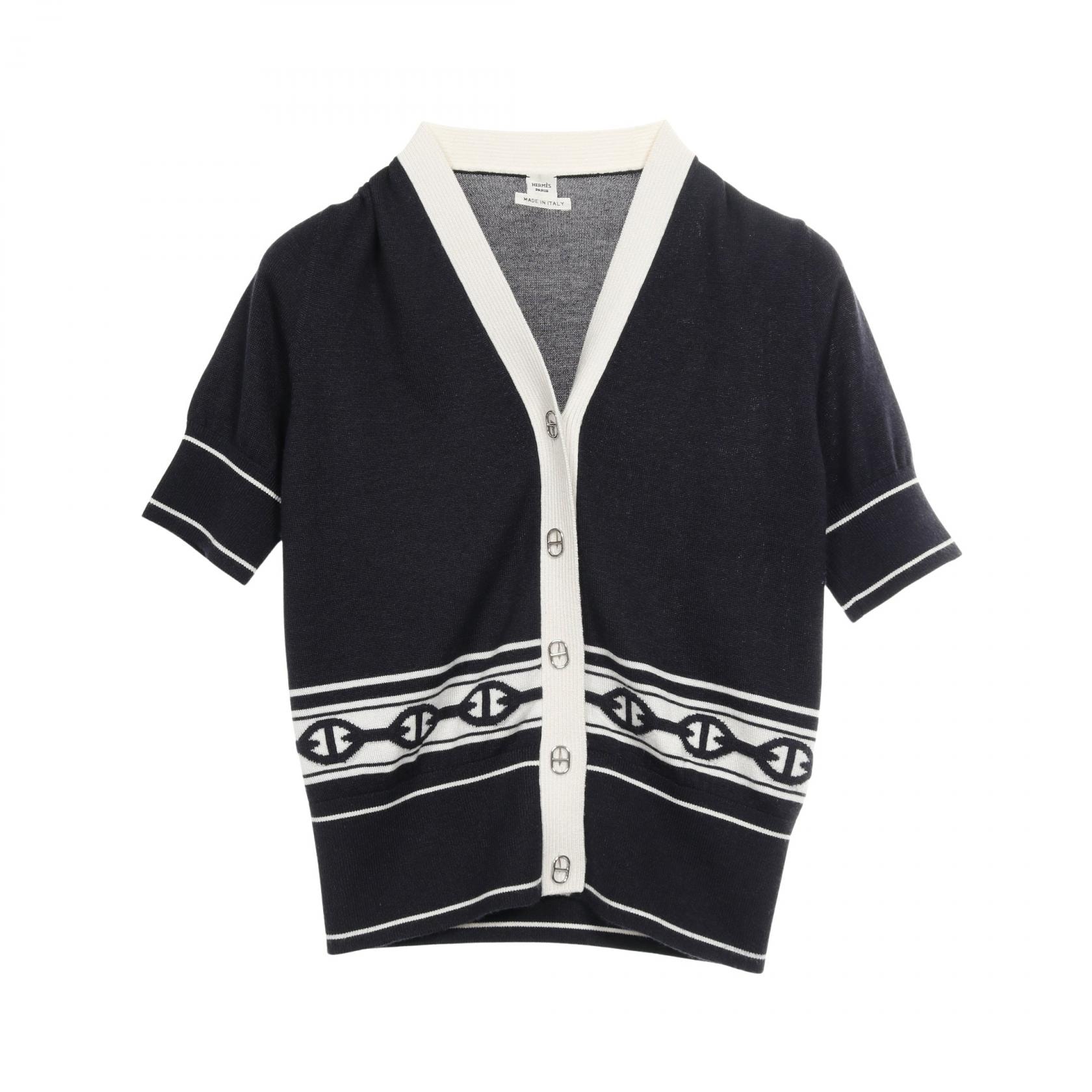 やや傷や汚れあり】エルメス HERMES シェーヌダンクル カーディガン