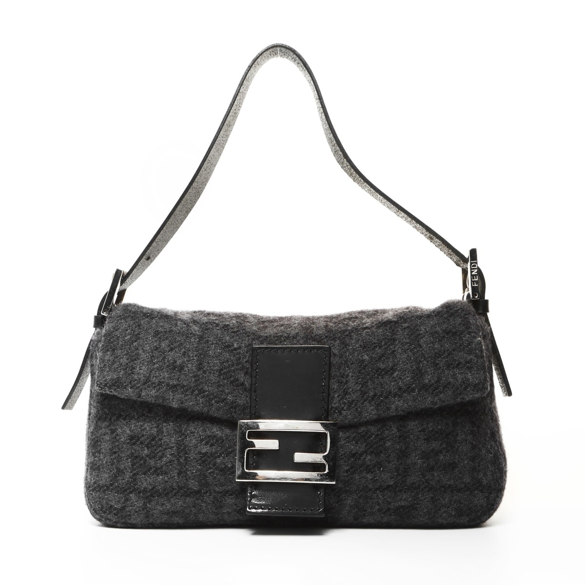 フェンディ FENDI ウール ニット ズッカ マンマバケット ショルダーバッグ【中古】