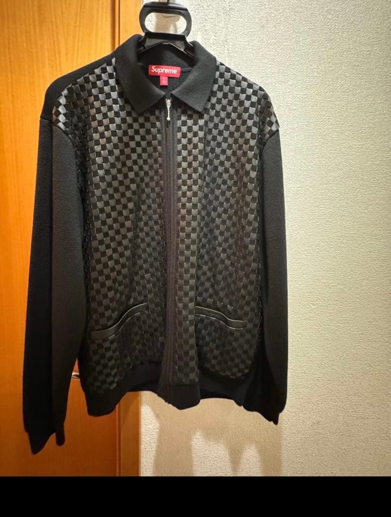 Supreme Woven Leather Zip Up Cardigan 