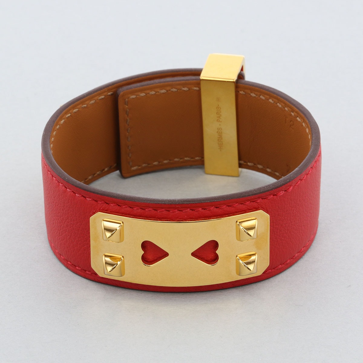 HERMES エルメス コリエドシアン アス ドゥ クール ブレスレット レザー レッド Z刻印  レディース【中古】