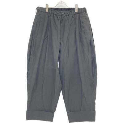 ヨウジヤマモトプールオム 【PIECE UNIQUE】 HG-P42-013 ブラック コットン×リネン ワイドテーパードパンツ 3