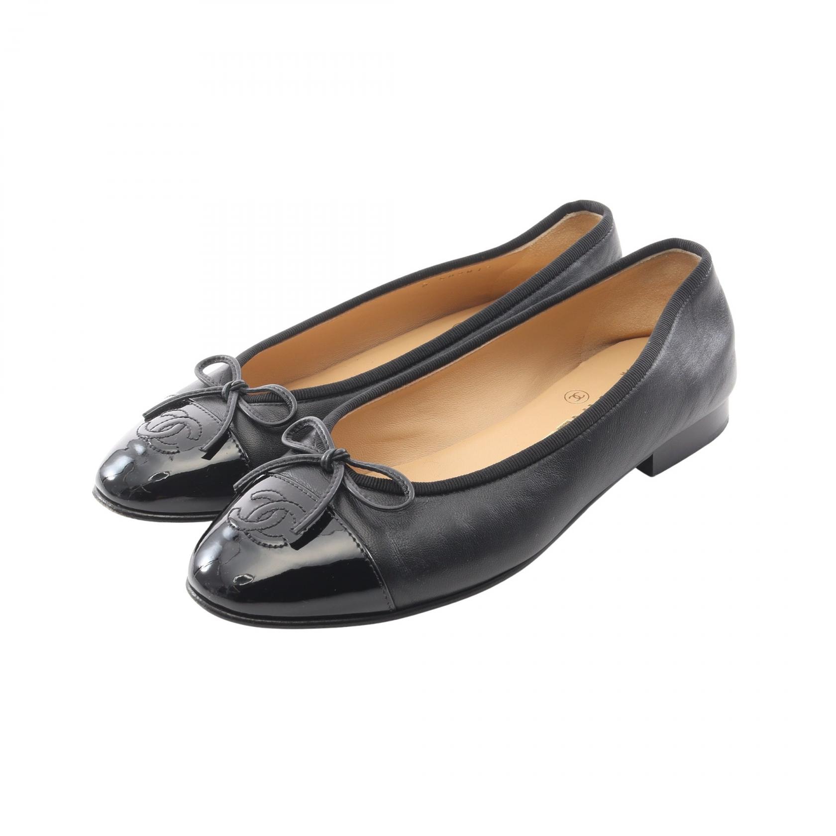 シャネル CHANEL BALLERINA バレリーナ ココマーク パンプス 靴 レザー パテントレザー レディース ブラック系 G02819 【中古】
