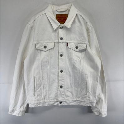 古着 リーバイス Levi's デニム ジャケット デニム トラッカージャケット ボタンフライ ジージャン L ホワイト 無地 メンズ