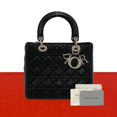 Christian Dior ディオール レディディオール カナージュ レザー ハンドバッグ ブラック
26406