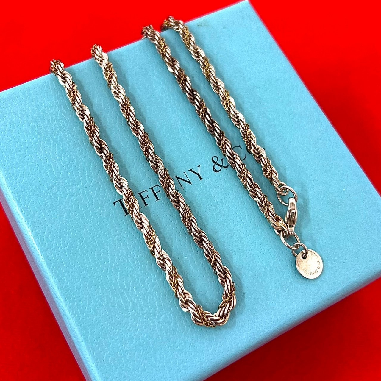 TIFFANY&Co. ティファニー ツイスト ロープ チェーン ネックレス シルバー925 K18イエローゴールド ネックレス シルバー
54863