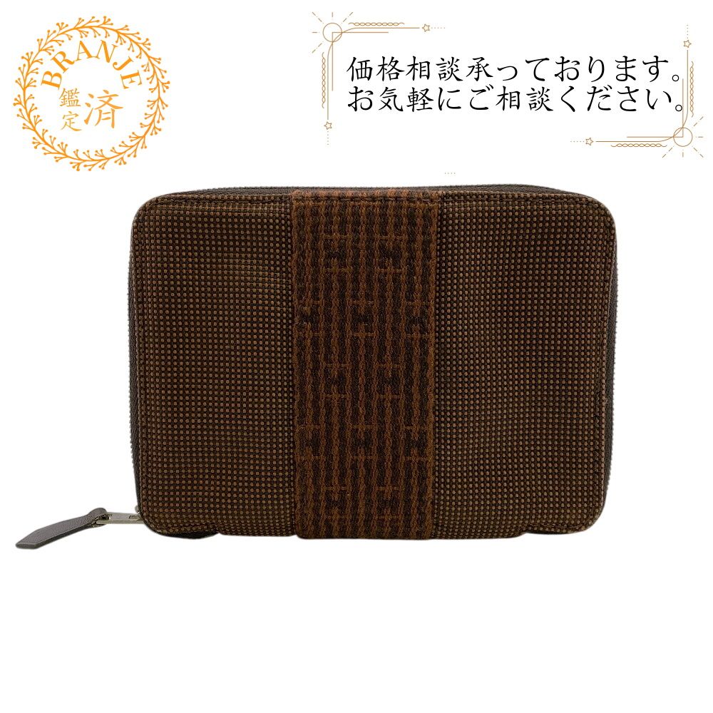 エルメス HERMES 二つ折り財布 エールライン パースPM ラウンドファスナー ブラウン