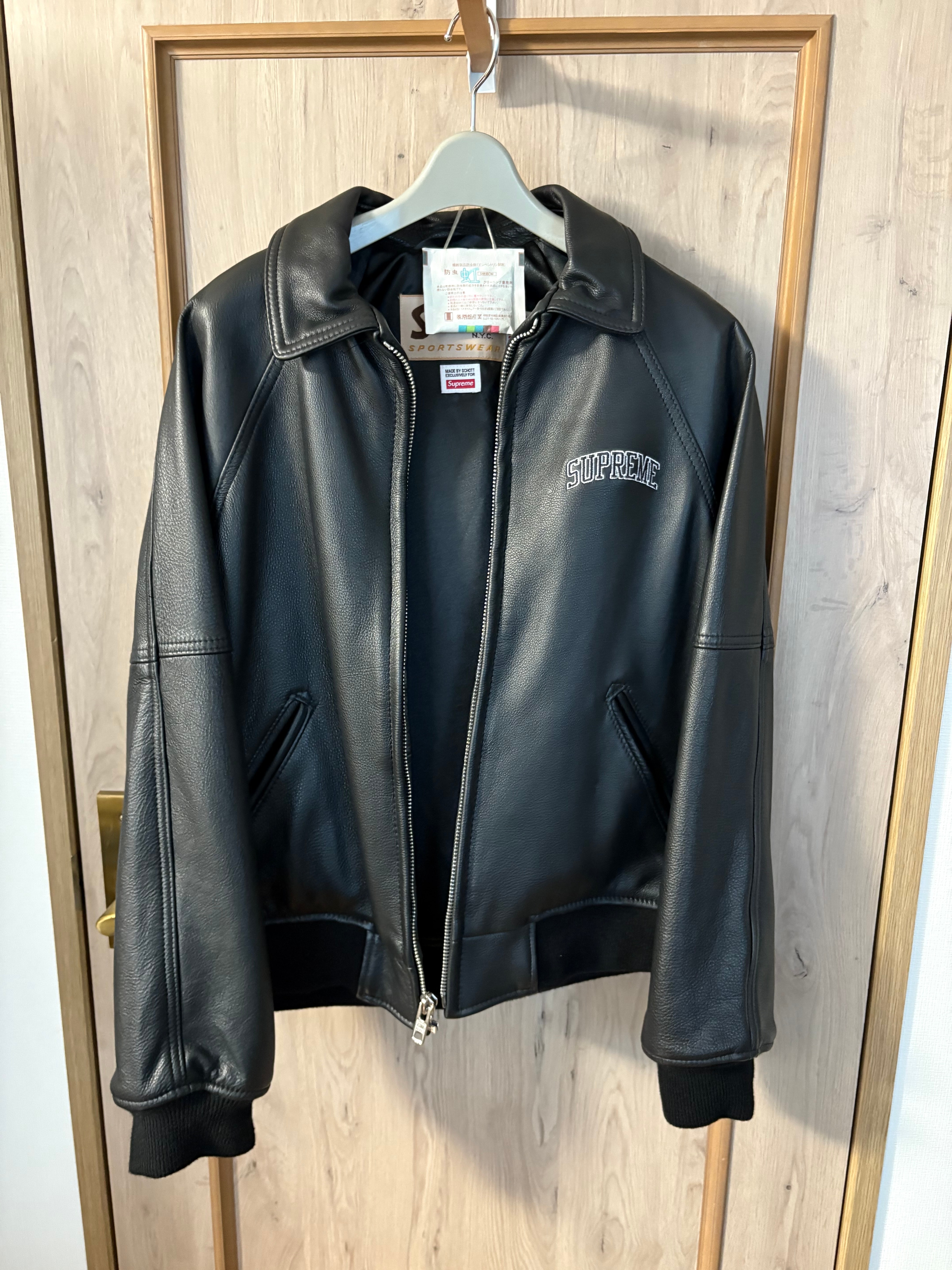 Supreme / Martin Wong Schott 8-Ball Leather Varsity Jacket 