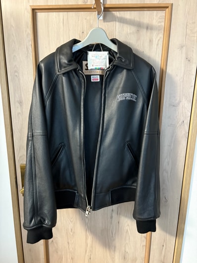 Supreme / Martin Wong Schott 8-Ball Leather Varsity Jacket "Black"