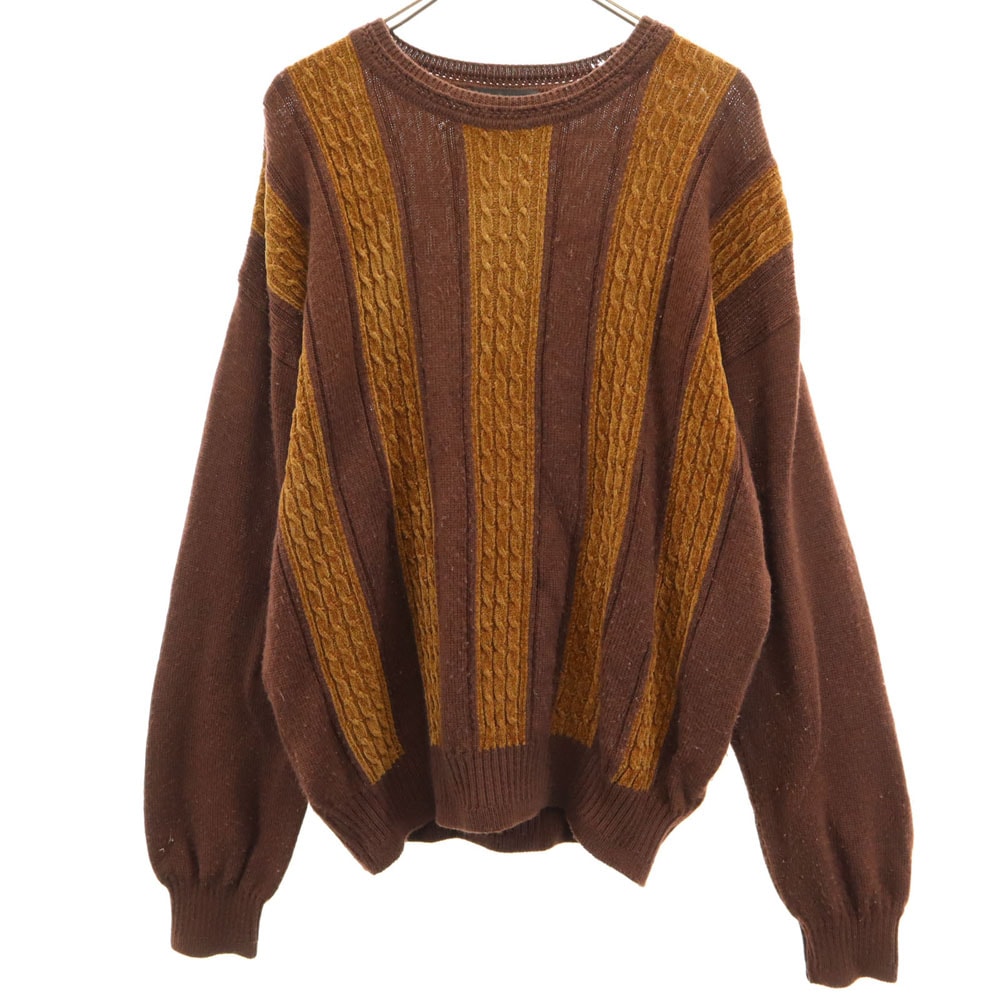 YVES SAINT LAURENT イヴサンローラン 90s 日本製 オールド 長袖 セーター LA ブラウン ニット ケーブル編み