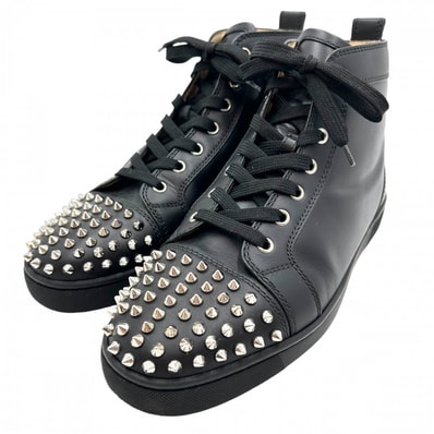 Christian Louboutin クリスチャンルブタン スニーカー ハイカット スパイクスタッズ 40.5サイズ 靴 シューズ ファッションアイテム 1151061 レザー ブラック 黒 シルバー金具 メンズ【中古品】