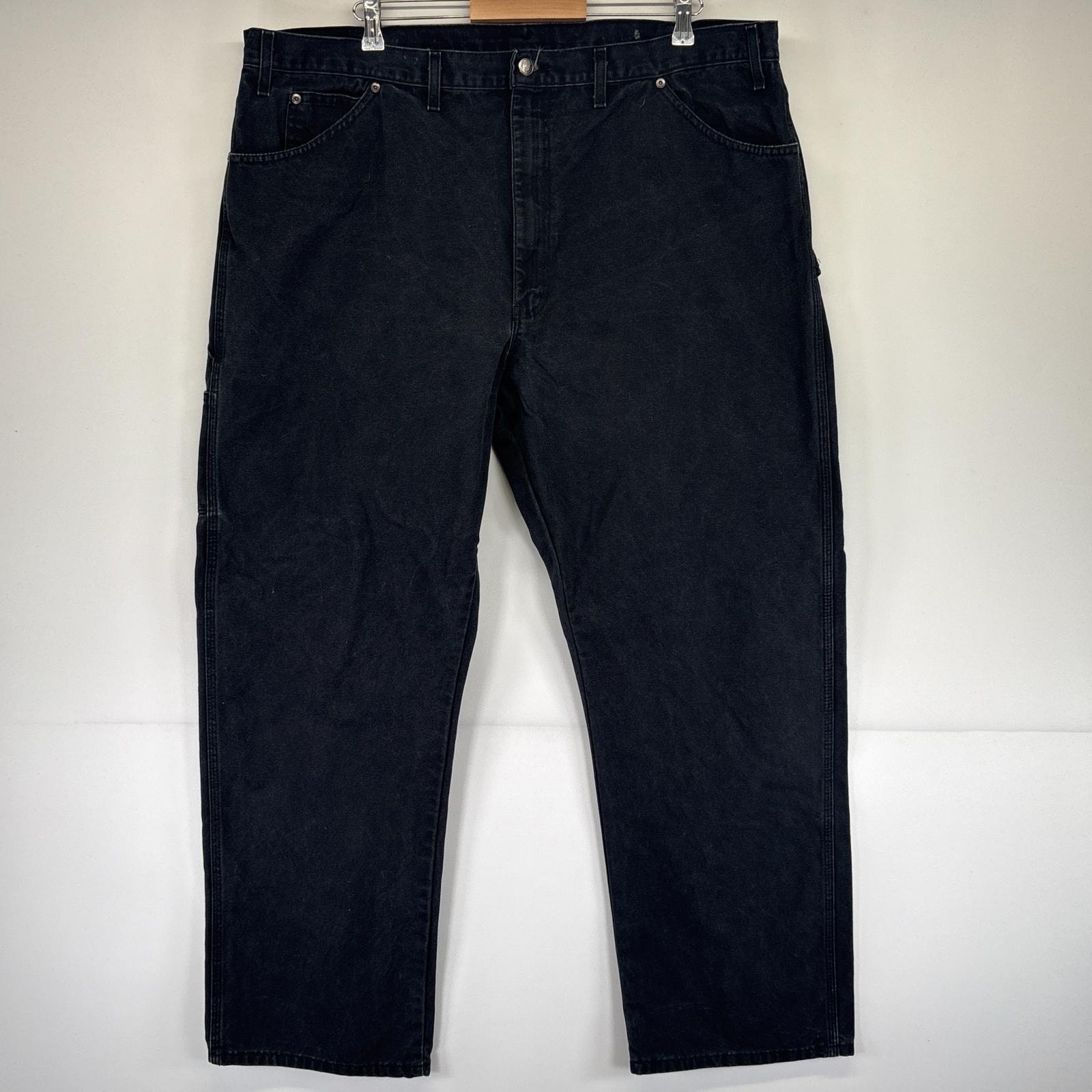 古着 ディッキーズ Dickies ワークパンツ ダック ペインターパンツ 大きいサイズ ワンポイントロゴ w44 L32 ブラック メンズ