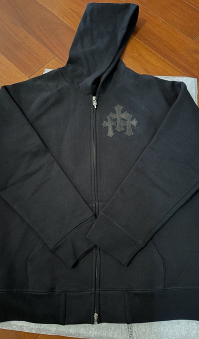 Chrome Hearts Y Not Cross Patch Zip Up Hoodie "Black/Silver"
