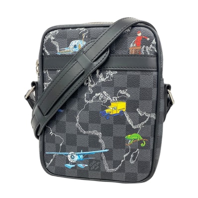 【6he5041-k】ルイヴィトン ショルダーバッグ ダミエ・グラフィット ダヌーブPM NM N40239 ブラック【中古】メンズ